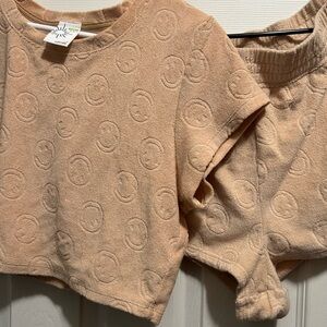 Aerie Tan Women Shorts and Top Set
